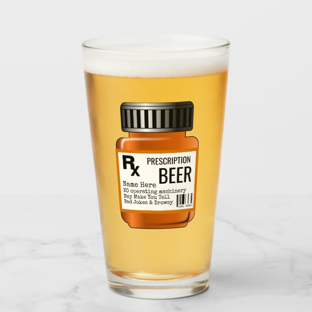 Verre Funny BEER Cadeaux - Prescription Pill Bottle Rx (Devant (rempli))
