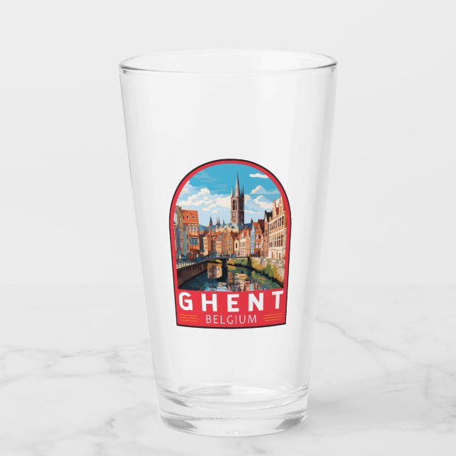 Verre Gand Belgique Travel Art Vintage (Devant)