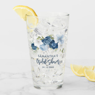 Verre Garde de la douche de mariage florale bleu poussié