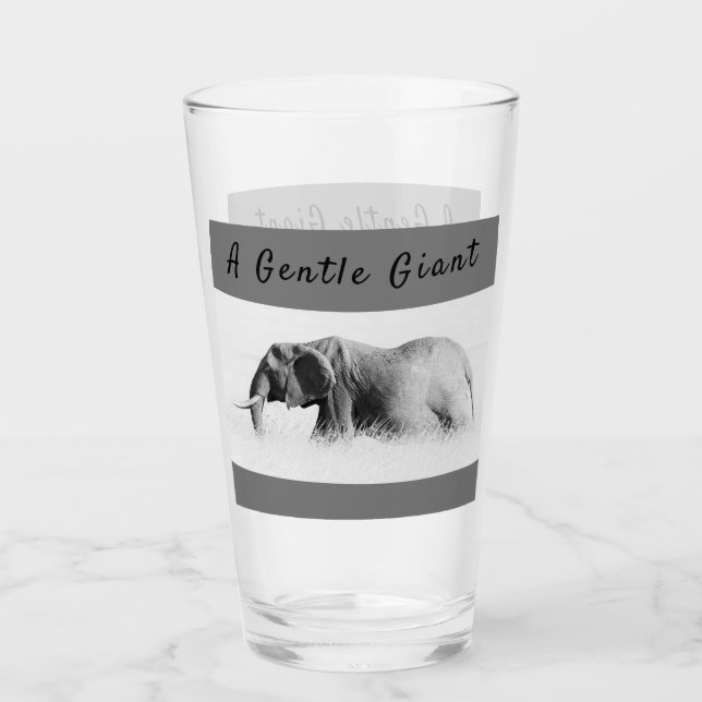 Verre Gentle Giant Elephant haute clé photo avec texte (Devant)