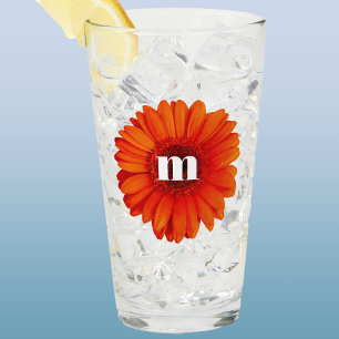 Verre Gerbera Daisy Monogramme initial