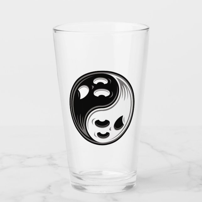 Verre Ghost Yin Yang Noir et blanc (Devant)