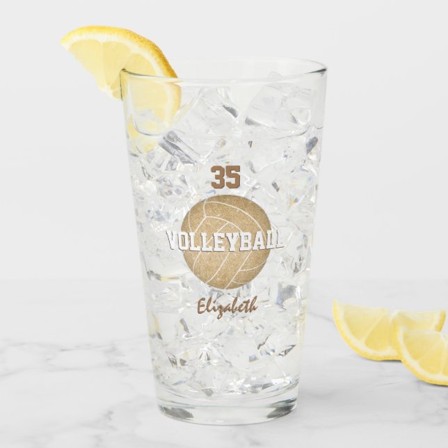 Verre Glam golden girly volleyball personnalisé (Devant glace)