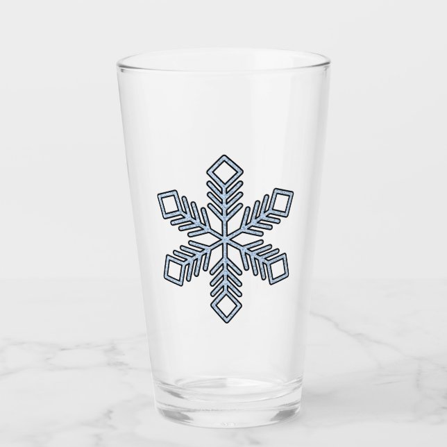 Verre Glitter Snowflake - Baby Blue Branches (Devant)