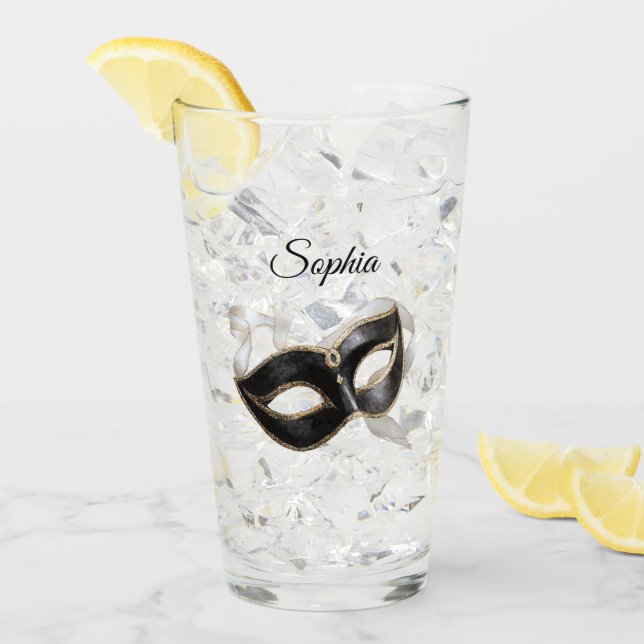 Verre Glitzy Gold Silver New Year Black Mask (Devant glace)