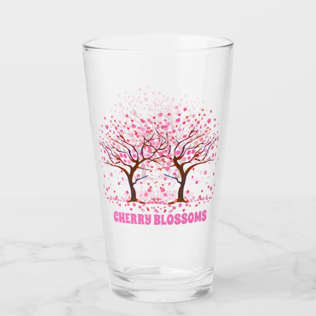 Verre Globe des neiges roses des fleurs de cerisiers (Devant)
