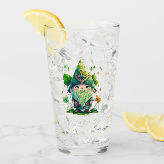 Verre Gnome Whimsical Entouré de Feuilles dynamiques (Devant glace)