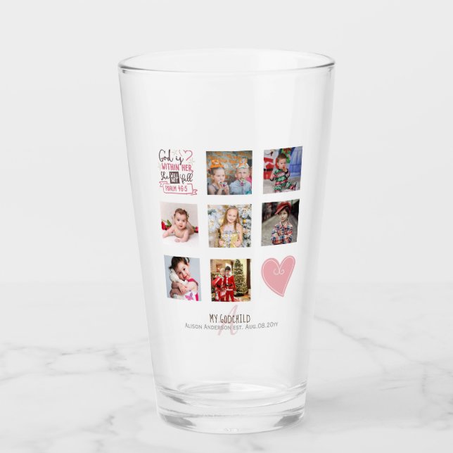 Verre GODMOTHER PHOTO COLLAGE Cadeau avec verset peut mo (Devant)
