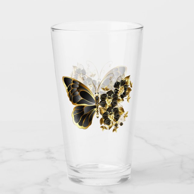 Verre Gold flower Butterfly with Black Orchid (Devant)