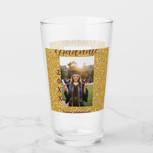 Verre Gold glitter photo graduation add name class text (Devant)