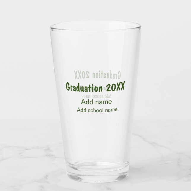 Verre Graduation 20XX ajouter nom année école vert moder (Devant)