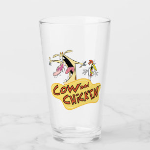 Verre Graphique du logo de la vache et du poulet