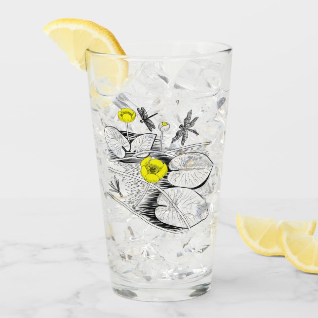 Verre Gravure jaune nénuphars (Devant glace)