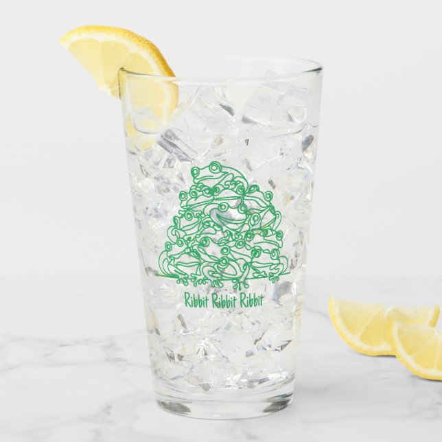 Verre Grenouilles Abstrait Green Line Art personnalisé (Devant glace)