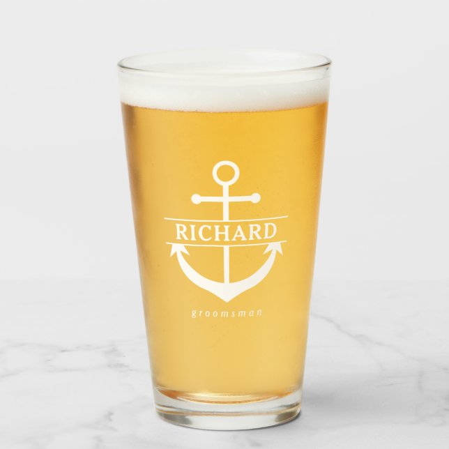 Verre Groomsman de la Ancre blanche (Devant (rempli))