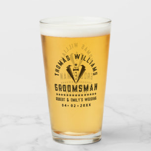Verre Groomsman Elegant noir Tuxedo Mariage cadeau