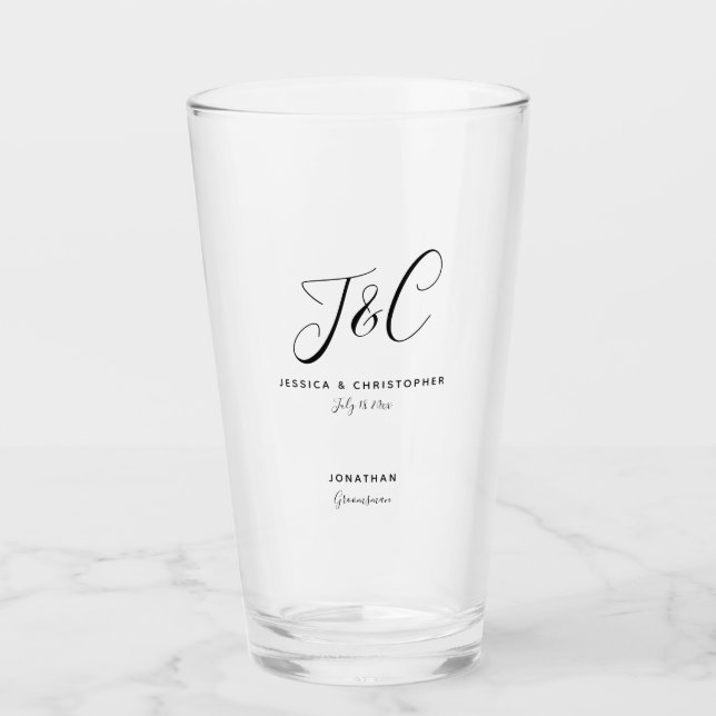 Verre Groomsman Gift Monogram Initials Wedding Minimal (Devant)