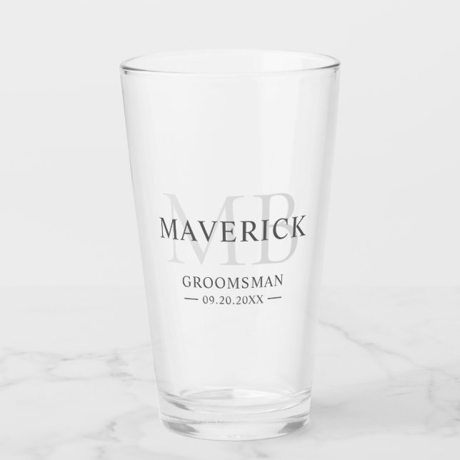 Verre Groomsmen Cadeau Moderne tendance Monogramme Initi (Devant)