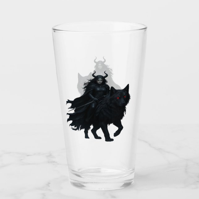 Verre Guerrière noire du loup de l'enfer (Devant)