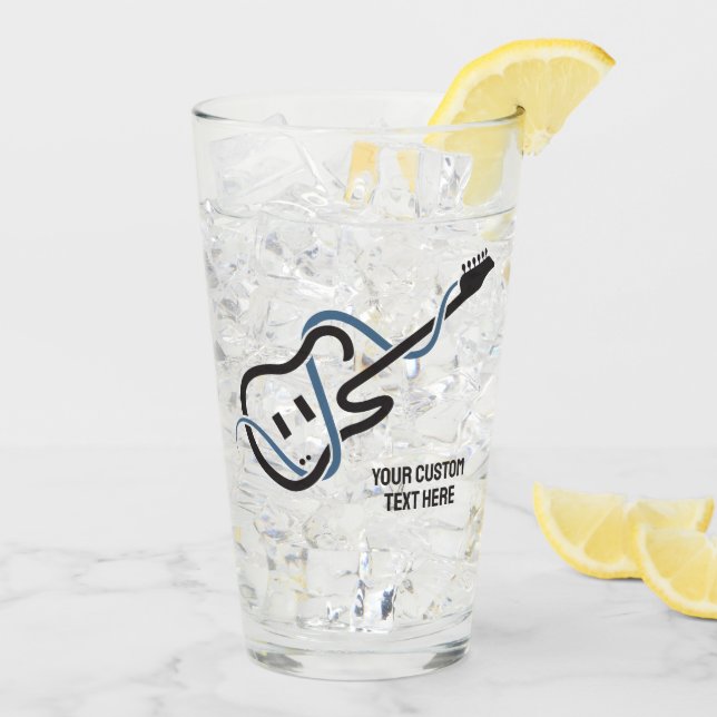 Verre Guitare stylisée de texte personnalisé (Dos glace)