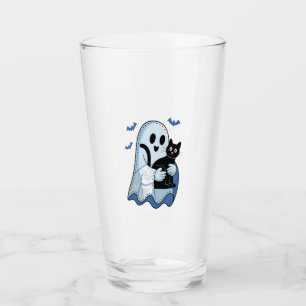 Verre Halloween bleu Denim Ghost et chat