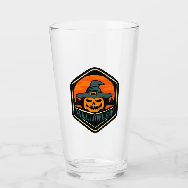 Verre Halloween Jack-o'-lantern Citrouille Pub Pint Verr (Devant)