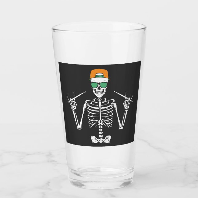 Verre Halloween Skeleton Rock Main Jouer des tambours Dr (Devant)
