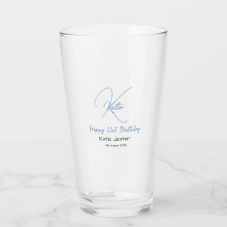 Verre Happy 21st birthday blue add name monogram modern
