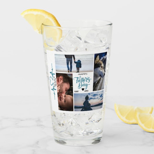 Verre Happy Fête des pères Photo Collage de noms personn (Devant glace)