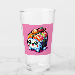 Verre Happy Sushi Roll - Cute Pixel Art Japonais Nourrit