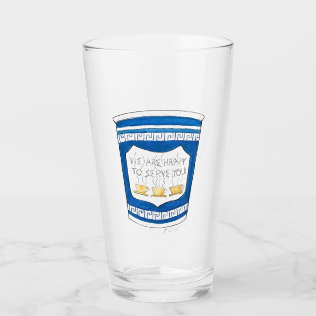 Verre Heureux de vous servir grec Diner Coffee Cup (Devant)
