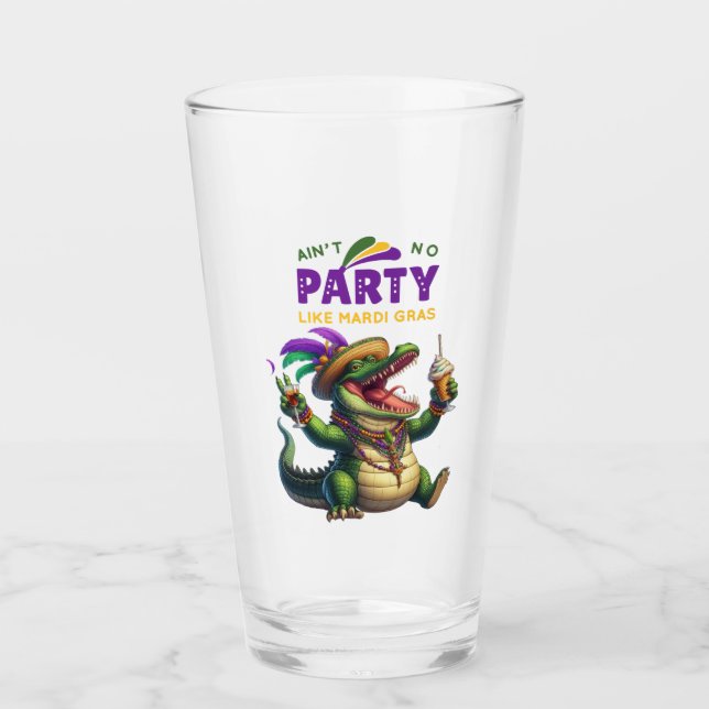 Verre Heureux Mardi Gras Alligator (Devant)