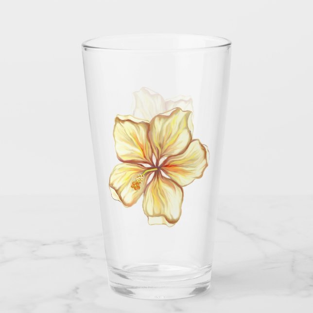 Verre Hibiscus & dentelle JAUNE (Devant)