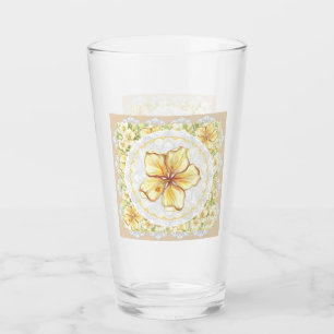 Verre Hibiscus & dentelle JAUNE