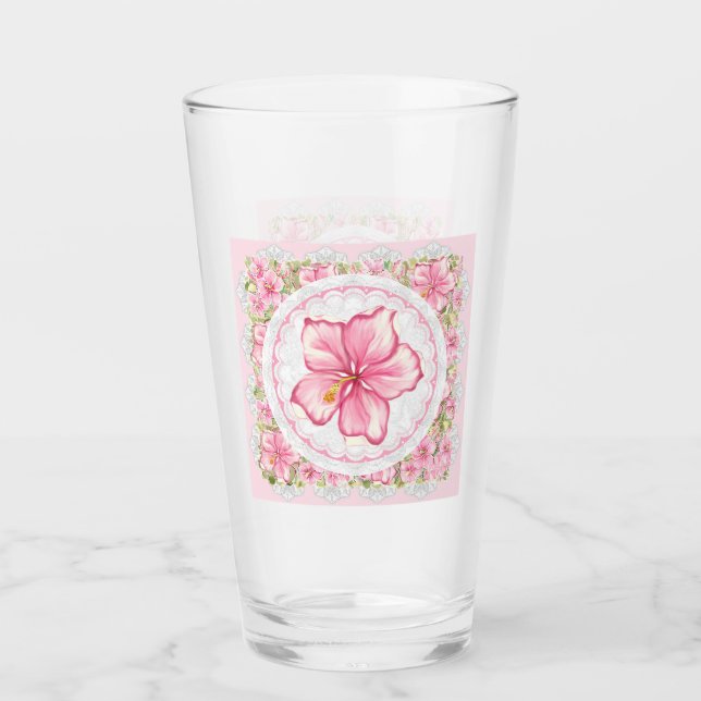 Verre Hibiscus & dentelle PINK (Devant)