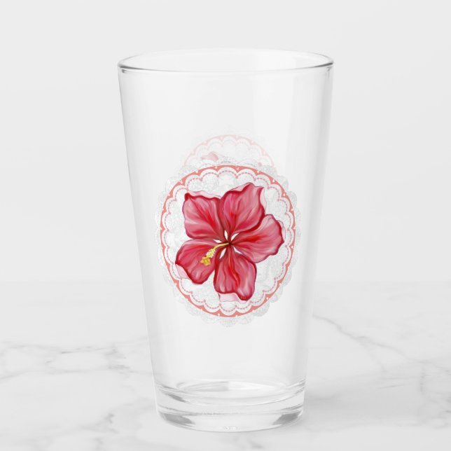 Verre Hibiscus & dentelle RED (Devant)