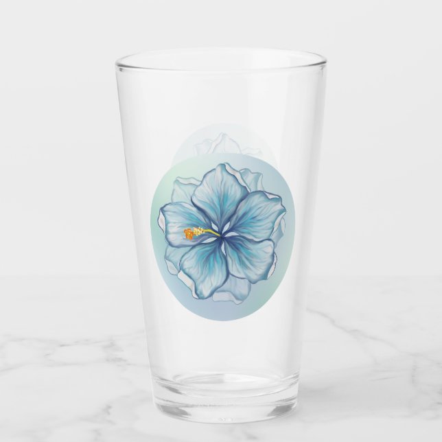 Verre Hibiscus & dentelle TURQUOISE (Devant)