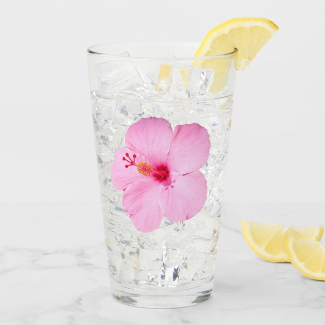 Verre Hibiscus rose Fleur tropicale (Dos glace)