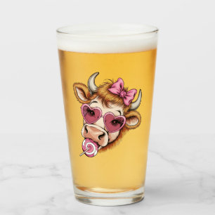 Verre Highland Cow Valentine Coquette Saint-Valentin