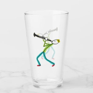 Verre Homme en bâton jouant du hautbois