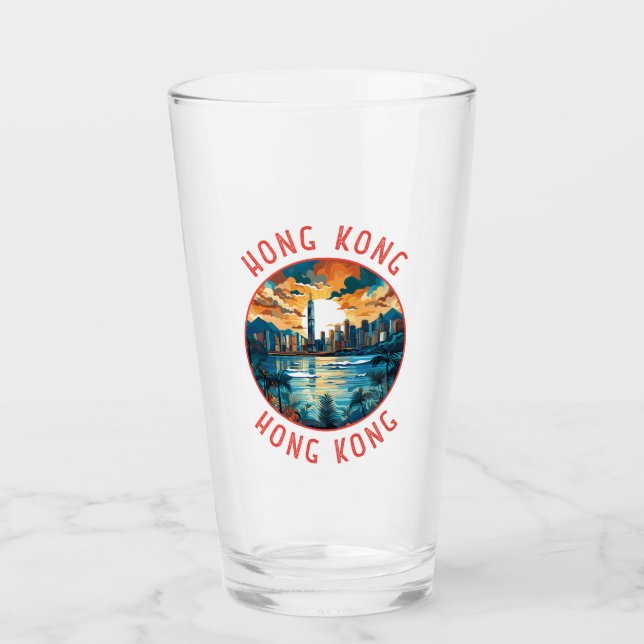 Verre Hong Kong Chine - Cercle en détresse rétrograde (Devant)