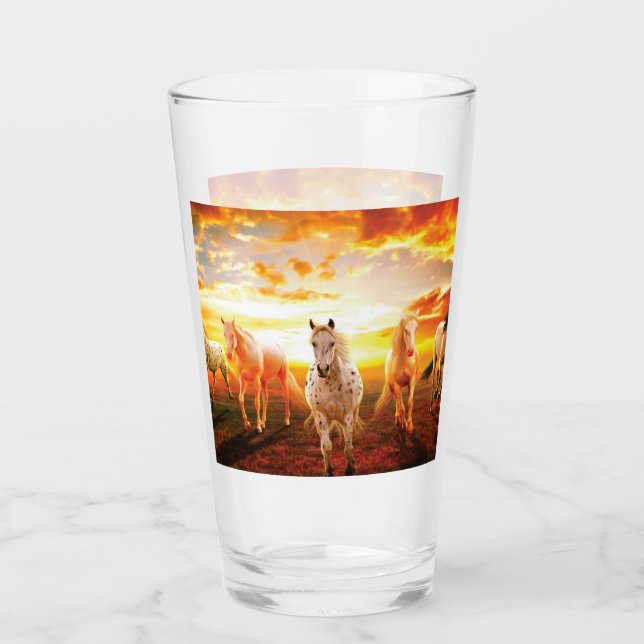 Verre Horses at sunset throw pillow (Devant)