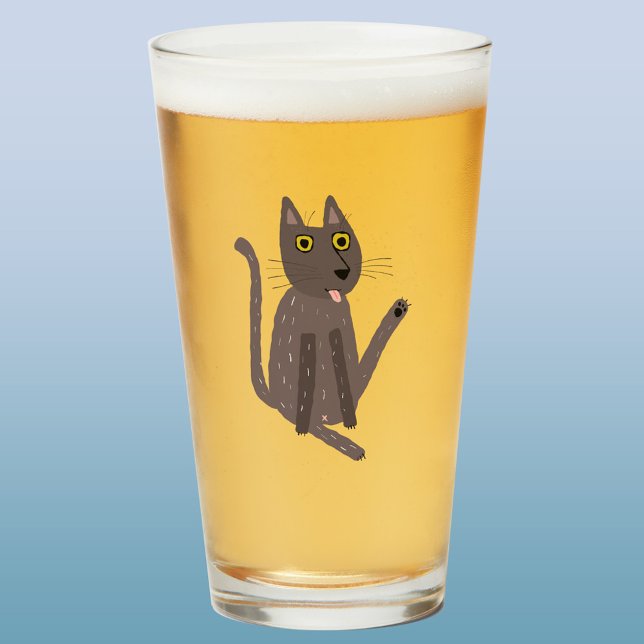 Verre Humour drôle de chat (Funny cat yoga humor beer glass)