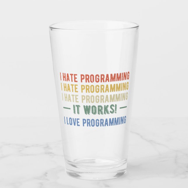 Verre I Hate Programmation - Drôle Programmeur I (Devant)