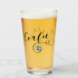 Verre I Heart Corfu, drapeau grec, Kerkyra