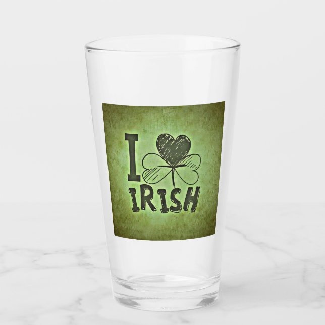 Verre I Heart Irish Shamrock Jour de la Saint Patrick bi (Devant)