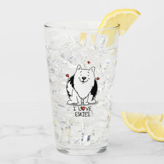 Verre I Love Eskies (I Love American Eskimo Dogs) - mign (Dos glace)