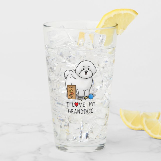 Verre I Love My Granddog Bichon Frise Dog - grand-parent (Dos glace)
