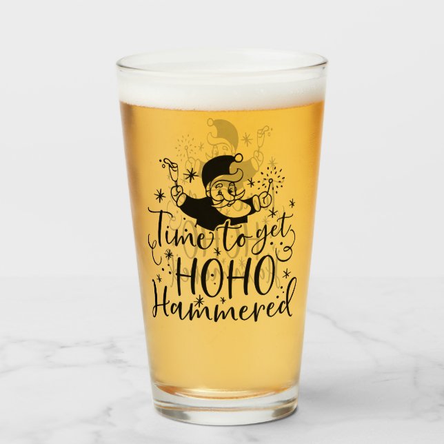 Verre Il est temps d'avoir Ho Ho Hammered | XMAS Humour  (Devant (rempli))