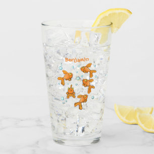 Verre Illustration de caricature de poisson rouge orange